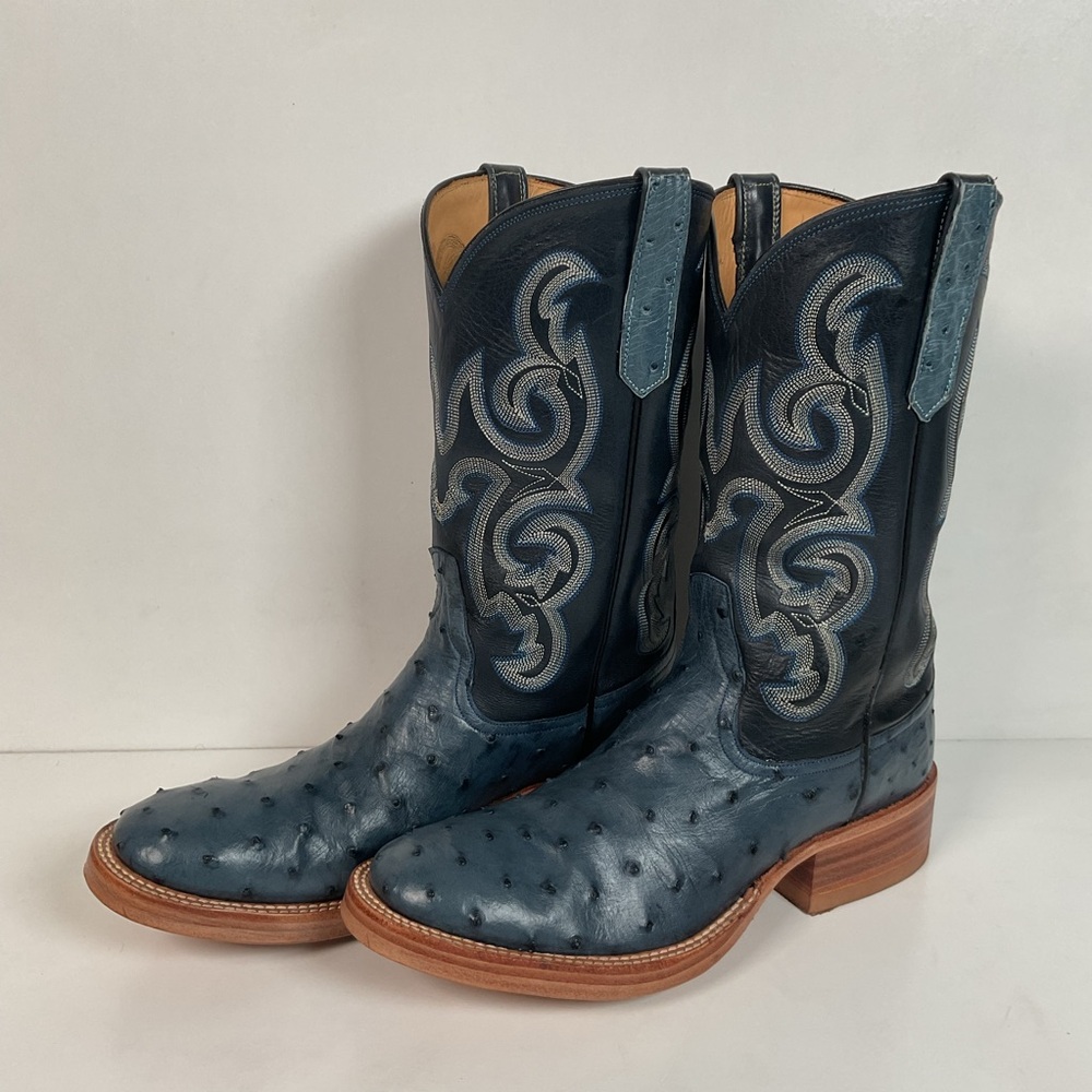 Rios Of Mercedes Ostrich Roper Boots | Denim Blue | Exotic | Men’s 7 | Women’s 8